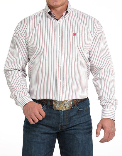 Men's Cinch Long Sleeve Tencel Stripe Button Down Shirt