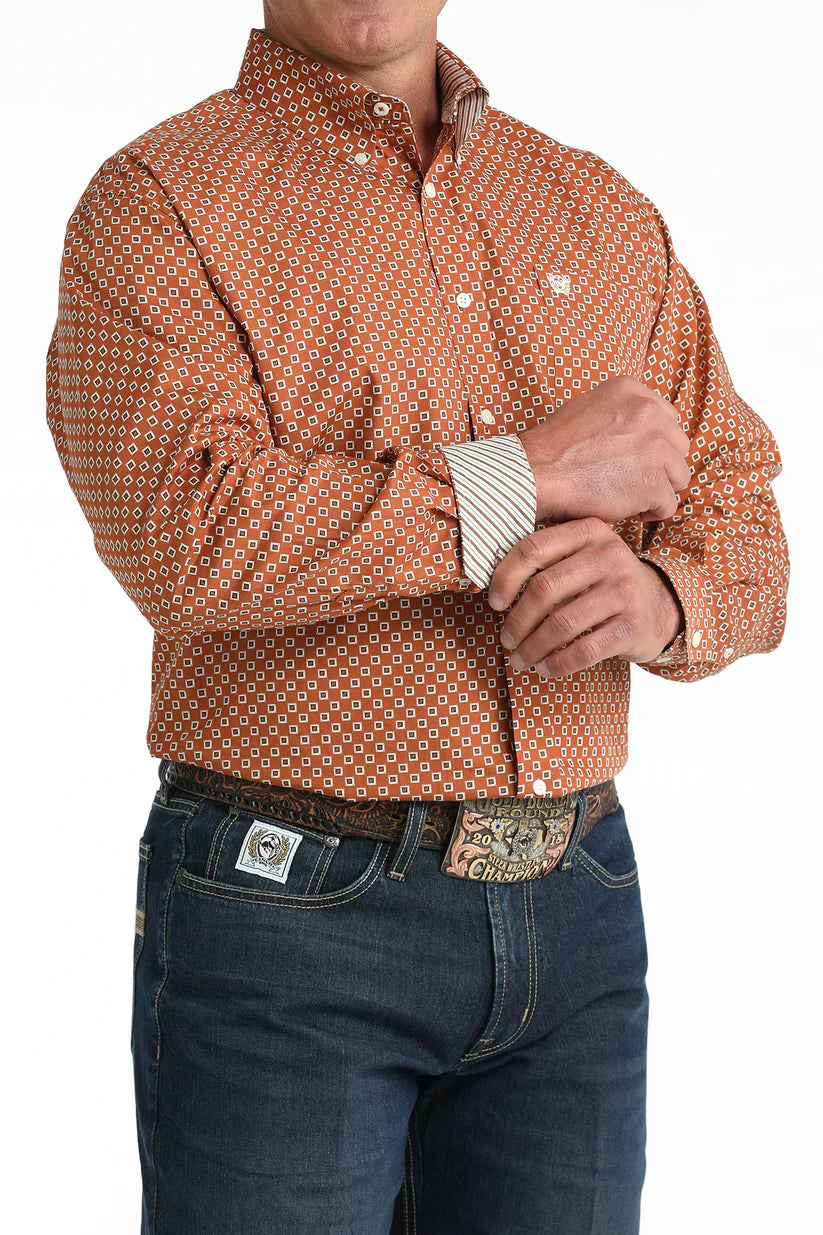 Men's Cinch Button-Down Western Shirt - Burnt Orange