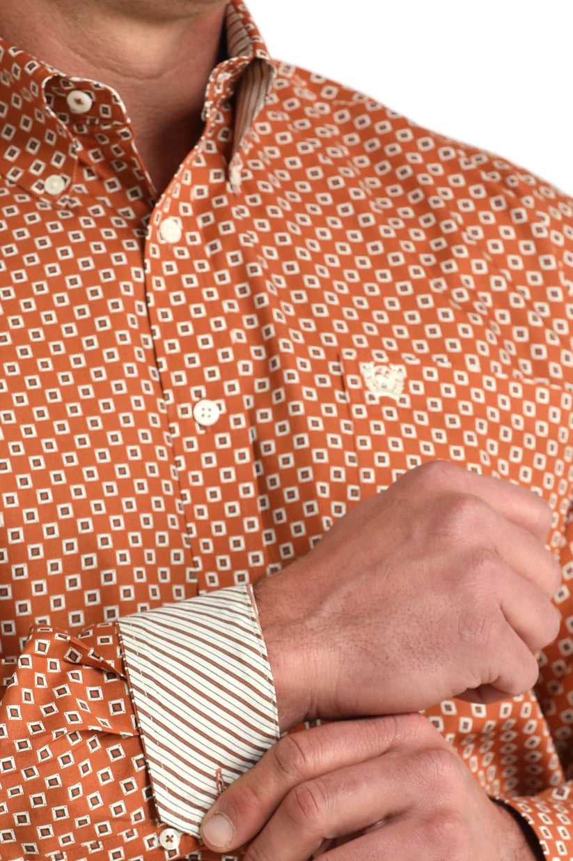 Men's Cinch Button-Down Western Shirt - Burnt Orange