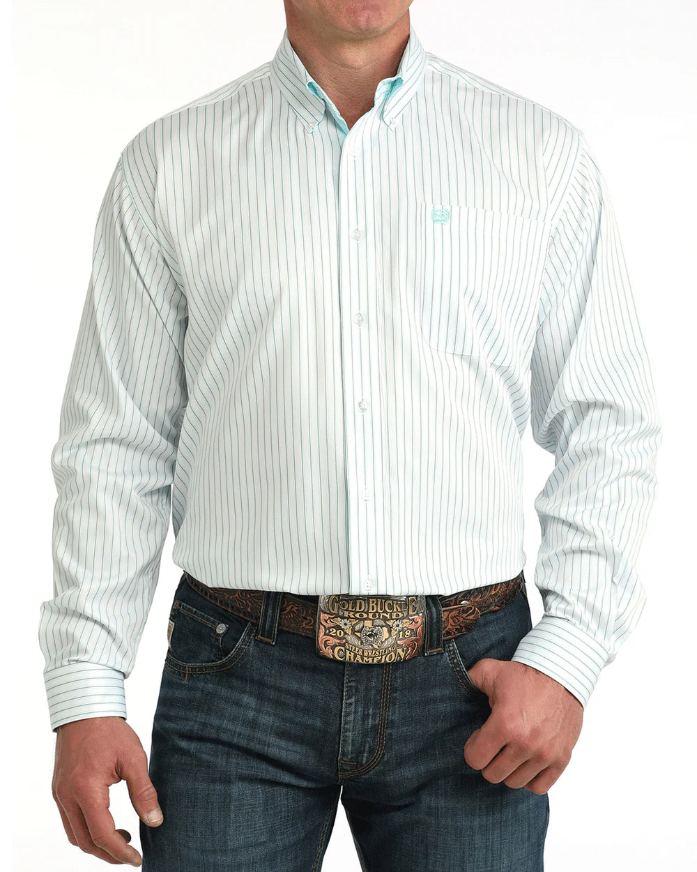 Men's Cinch Tencel Classic Fit Button-Down Western Shirt - Teal
