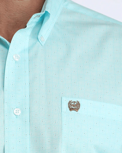 Men's Cinch Classic Fit Button-Down Western Shirt - Teal Geometric