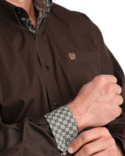 Men's Cinch Button-Down Classic Fit Western Shirt - Solid Brown