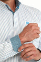 Men's Cinch Long Sleeve Shirt Classic Fit - Blue Striped