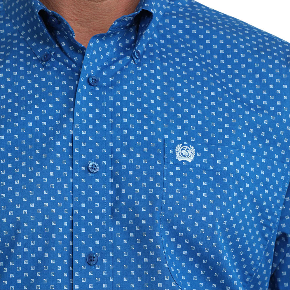 Men's Cinch Geometric Print Western Shirt - Royal Blue