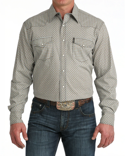 Men's Cinch Modern Fit Snap - Blue Geometric