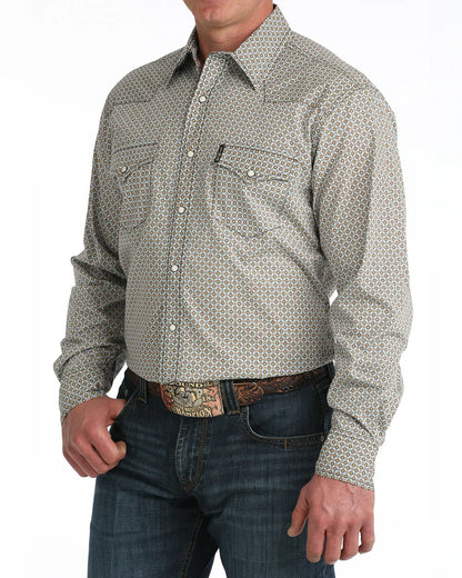 Men's Cinch Modern Fit Snap - Blue Geometric