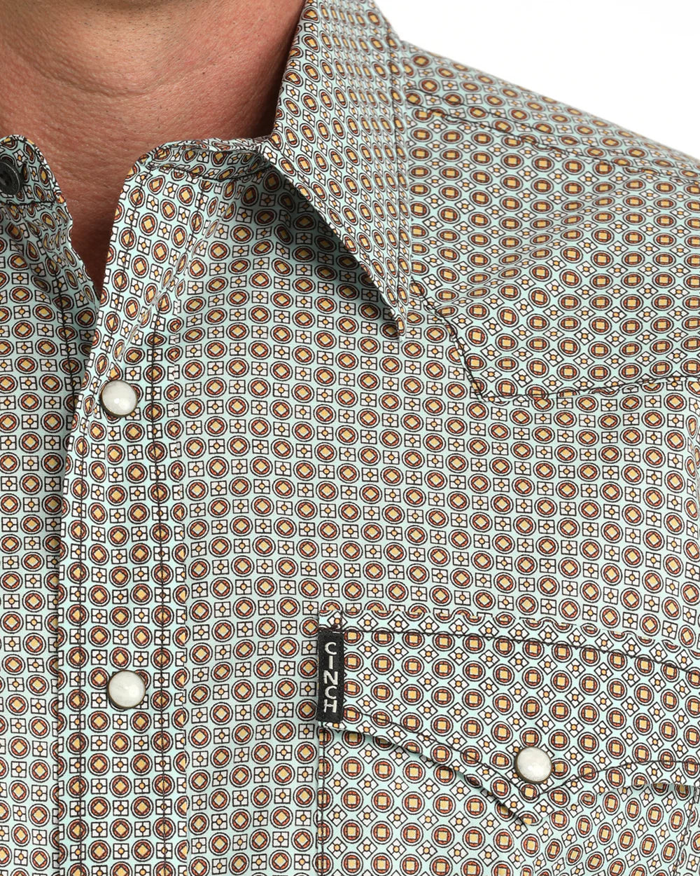 Men's Cinch Modern Fit Snap - Blue Geometric