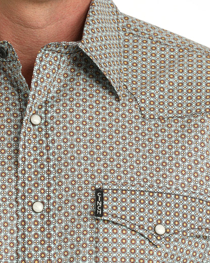 Men's Cinch Modern Fit Snap - Blue Geometric