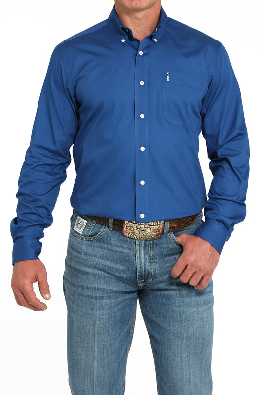 Men's Cinch Solid Button-Down Western Shirt - Blue
