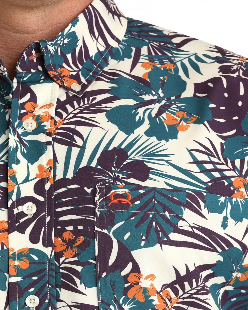 Men's Cinch Arenaflex Button Down Western Shirt - Cream Hawaiian