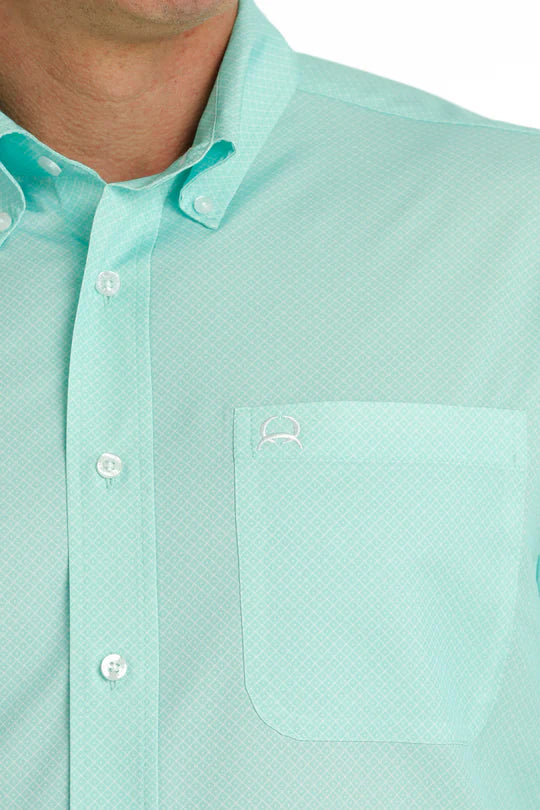 Men's Cinch Mint ArenaFlex Geometric Print Long Sleeve Shirt