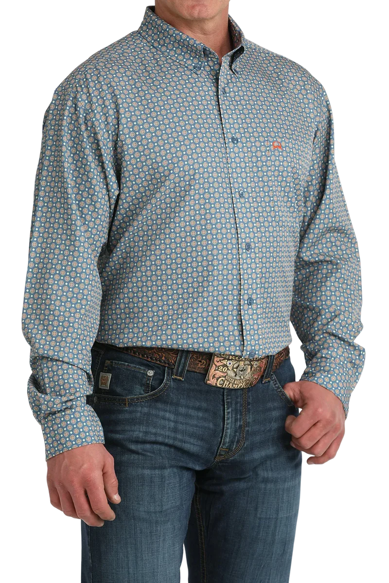 Men's Cinch ArenaFlex Long Sleeve Western Shirt - Blue