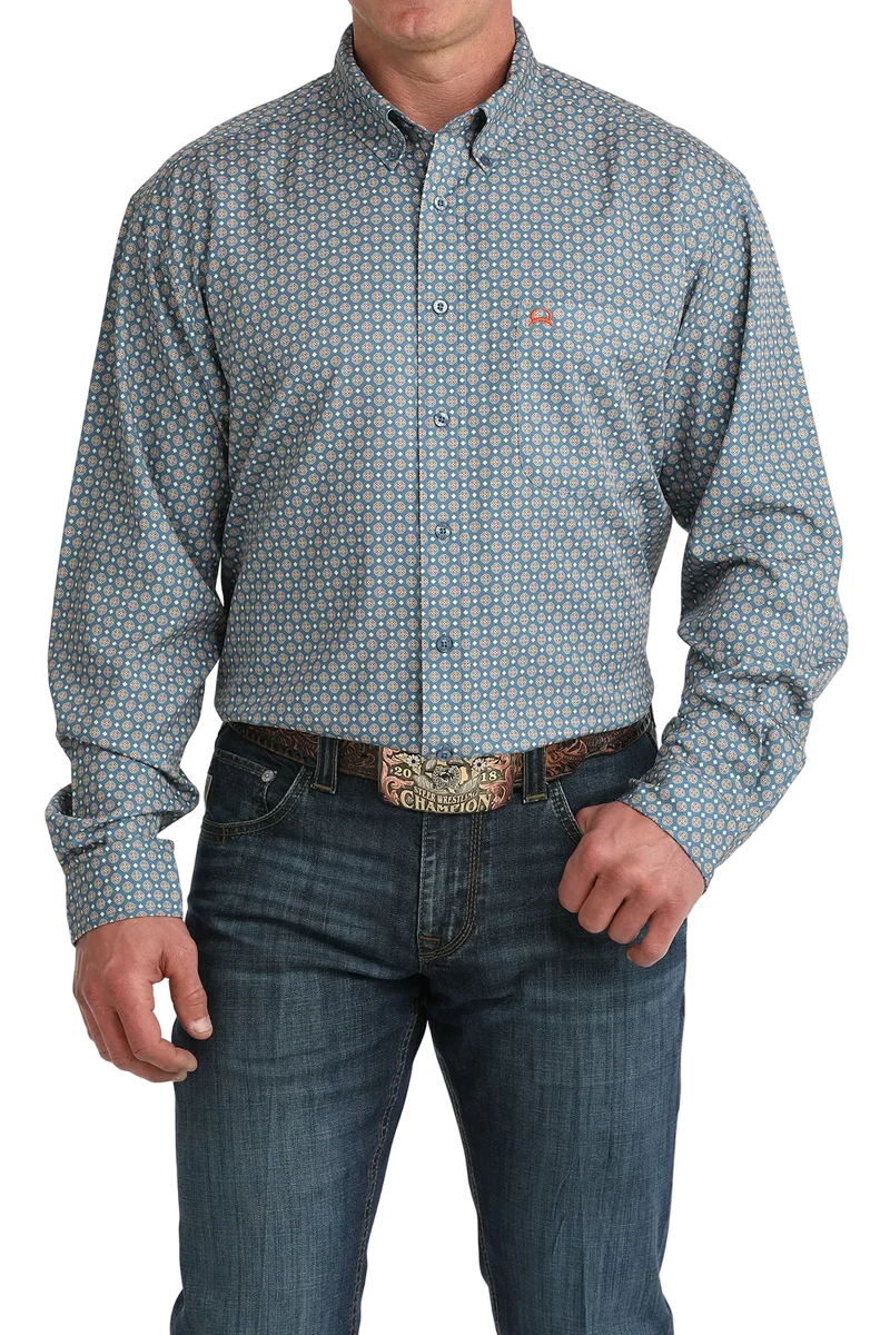 Men's Cinch ArenaFlex Long Sleeve Western Shirt - Blue