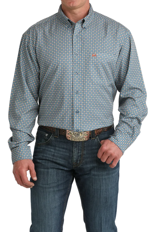 Men's Cinch ArenaFlex Long Sleeve Western Shirt - Blue