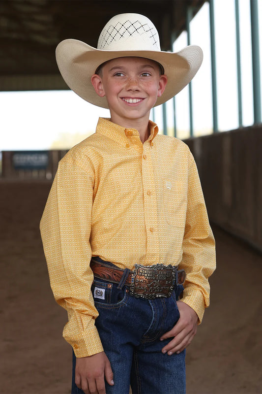 Boy's Cinch Long Sleeve Button Down - Gold