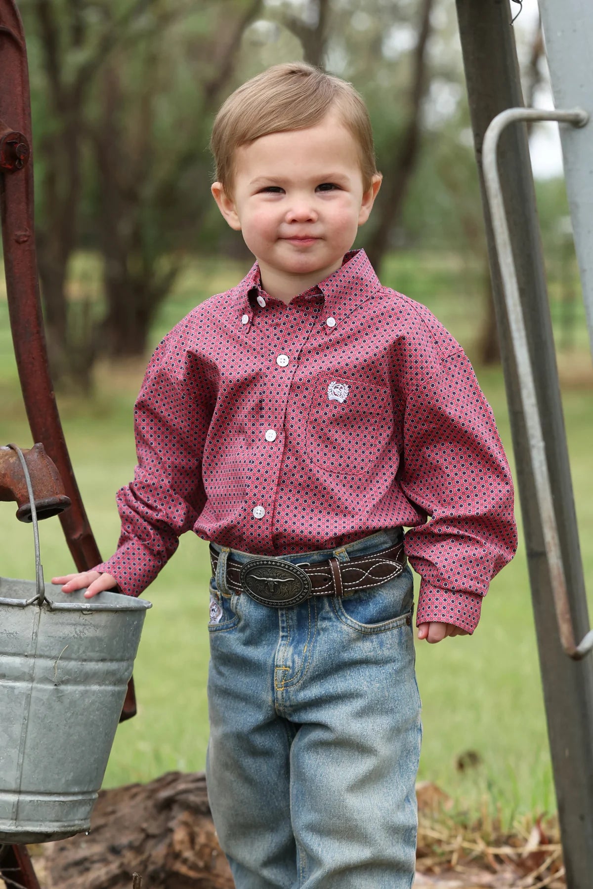 Boy's Cinch Toddler Long Sleeve Button Down-Pink