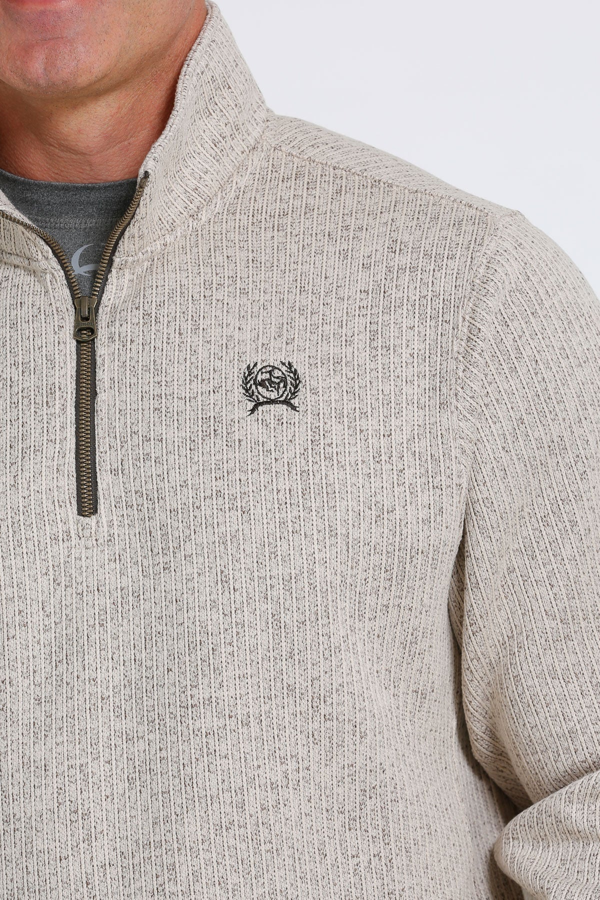 Men's Cinch 1/4 Zip Ribbed Pullover - Stone