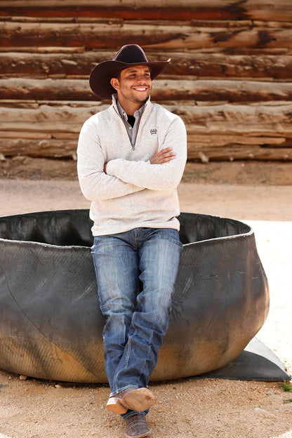 Men's Cinch 1/4 Zip Ribbed Pullover - Stone