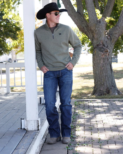Men's Cinch 1/4 Zip Ribbed Pullover - Olive