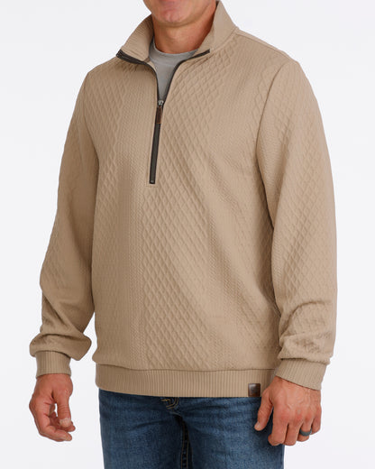 Men's Cinch 1/2 Zip Cable Knit Pullover - Stone
