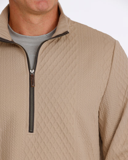 Men's Cinch 1/2 Zip Cable Knit Pullover - Stone