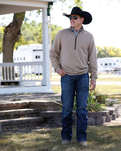 Men's Cinch 1/2 Zip Cable Knit Pullover - Stone