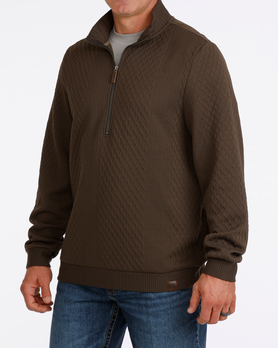 Men's Cinch 1/2 Zip Cable Knit Pullover - Brown