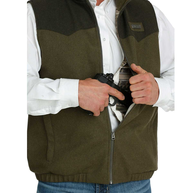 Men's Cinch Wooly Concealed Carry Vest - Olive