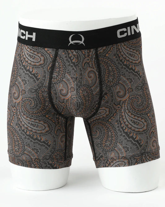 Men's Cinch Brown Paisley 6" Boxer Brief