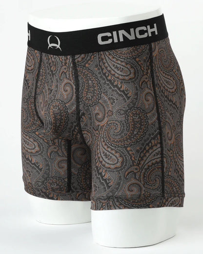 Men's Cinch Brown Paisley 6" Boxer Brief