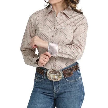 Women's Cinch Red Polka Dot Print Western Shirt