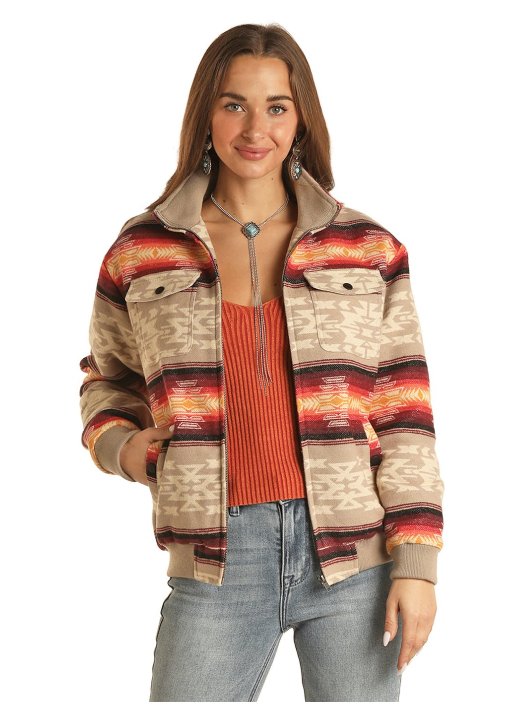 Women's Rock & Roll Cotton Bomber, Taupe