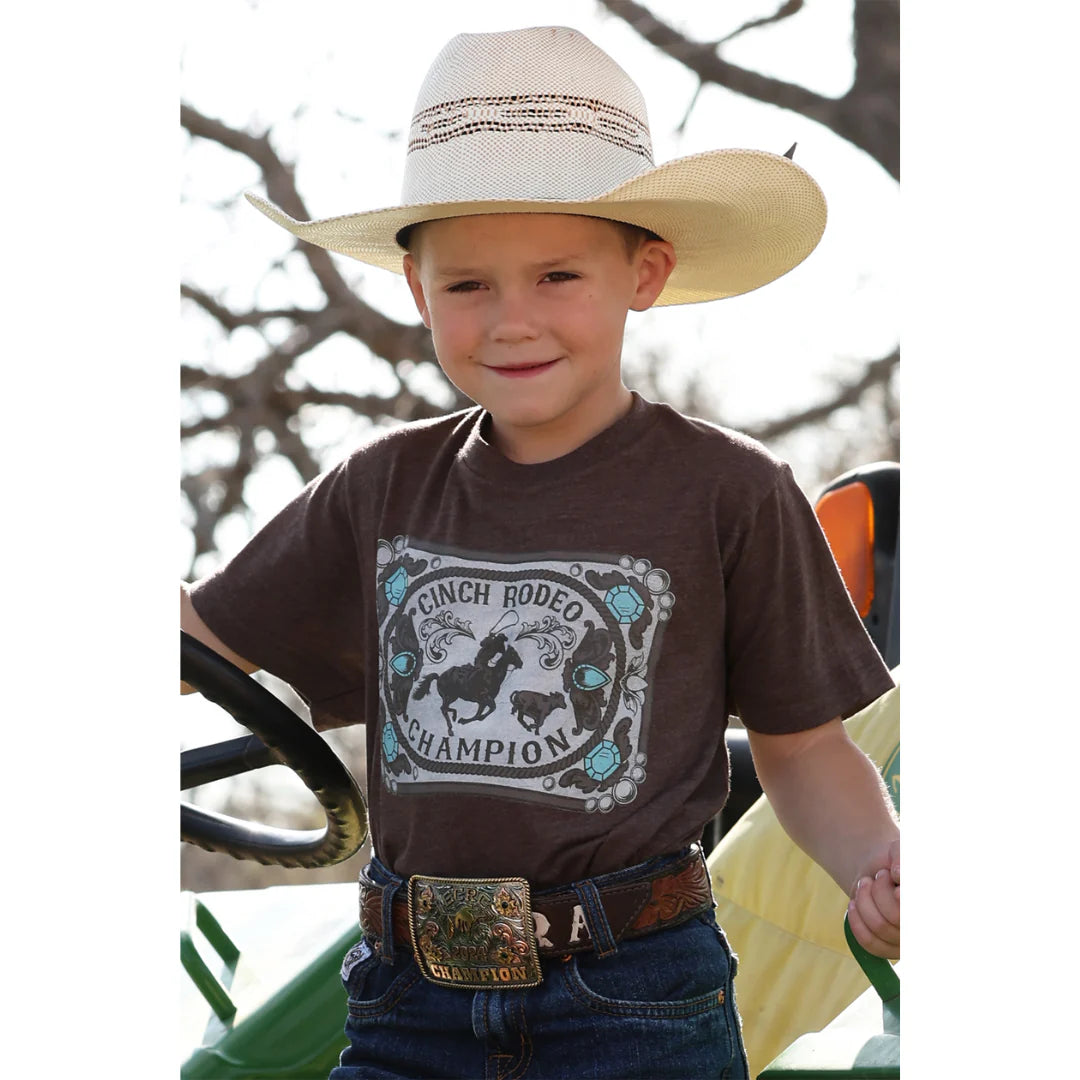 Boy's Cinch Graphic T-Shirt - Brown Rodeo Champion