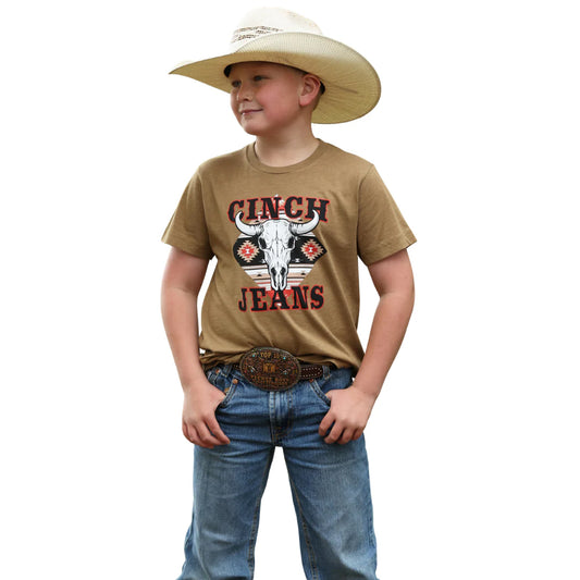 Boy's Cinch Graphic T-Shirt - Brown Aztec Logo