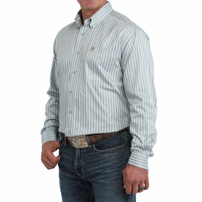 Men's Cinch Light Blue Striped Button Down