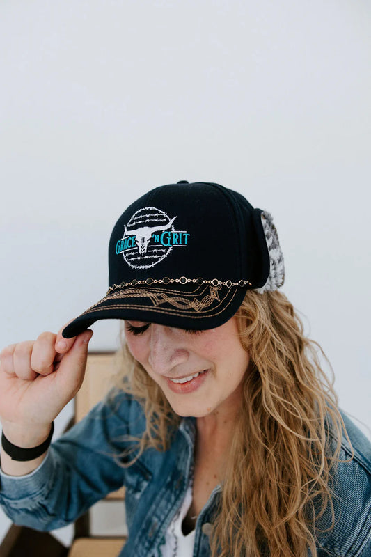 Women's Midnight Navy Earflap Trapper Hat