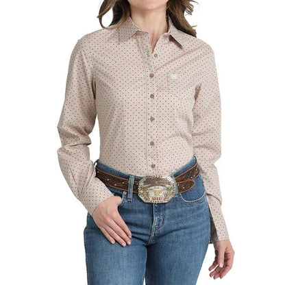 Women's Cinch Red Polka Dot Print Western Shirt