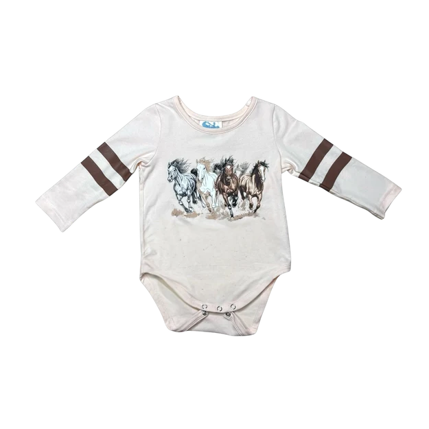 Girl's Shea Baby Running Horses L/S Onesie