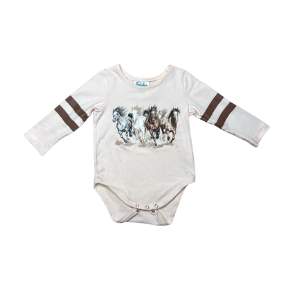 Girl's Shea Baby Running Horses L/S Onesie