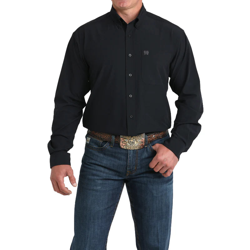 Men's Cinch Arenaflex Long Sleeve Black Button Down Shirt