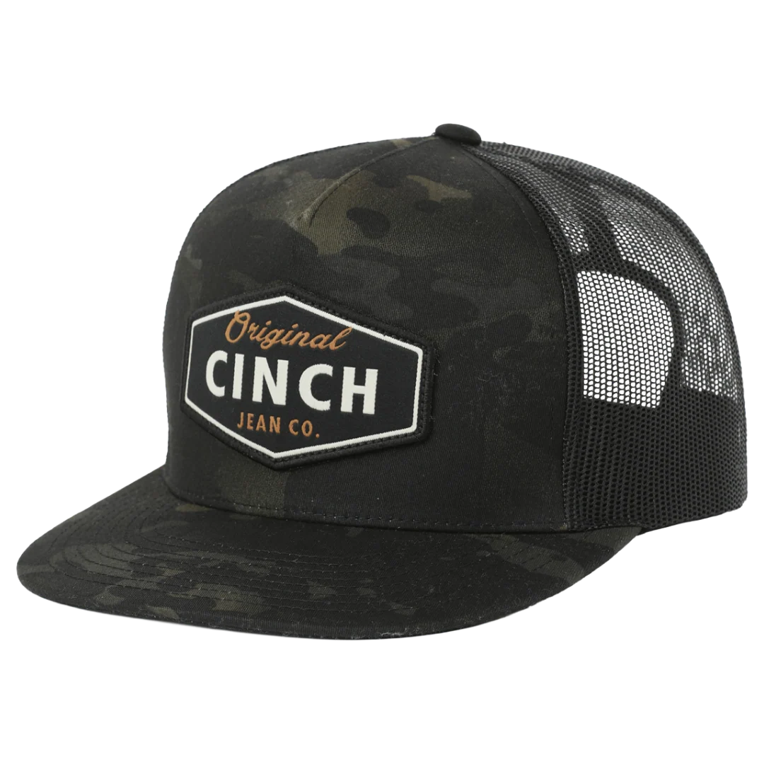 Men's Cinch Black Camo Print Trucker Cap
