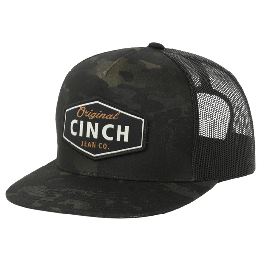Men's Cinch Black Camo Print Trucker Cap