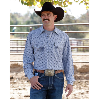 Men's Cinch Geometric ArenaFlex Snap Shirt - White and Navy