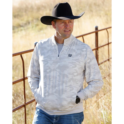 Men's Cinch 1/4 Zip Pullover - Gray Camo