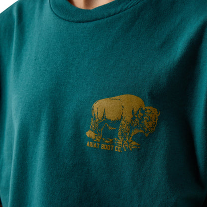 Boy's Ariat Mediterranean Blue Bison Wander Flag T-Shirt