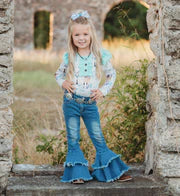 Girl's Shea Teepee Ruffle Long Sleeve Shirt Toddler