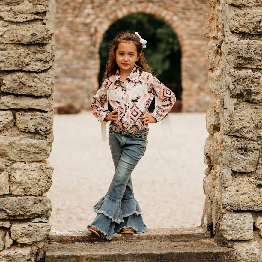 Girl's Shea Baby Ruffle Denim Bell Pants