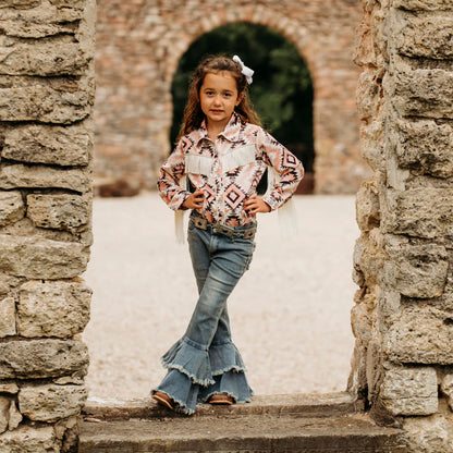 Girl's Shea Baby Ruffle Denim Bell Pants