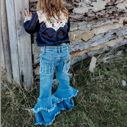 Girl's Shea Baby Ruffle Denim Bell Pants