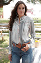 Women's Cruel Denim Peach Multi Stripe Long Sleeve Snap Western Shirt